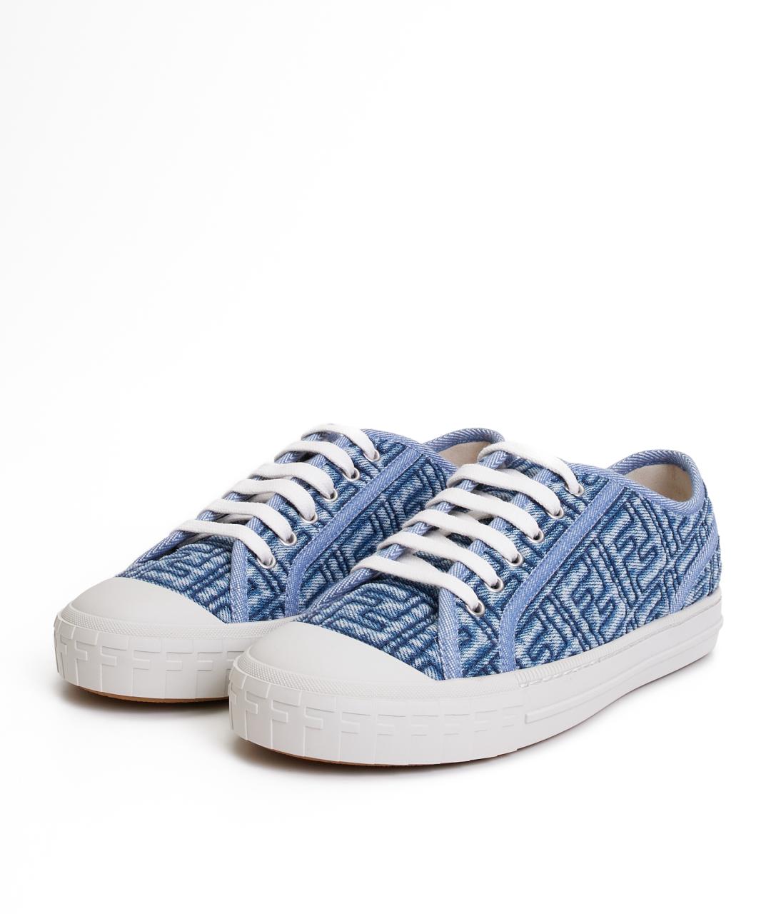 FENDI Голубые текстильные кеды, фото 2