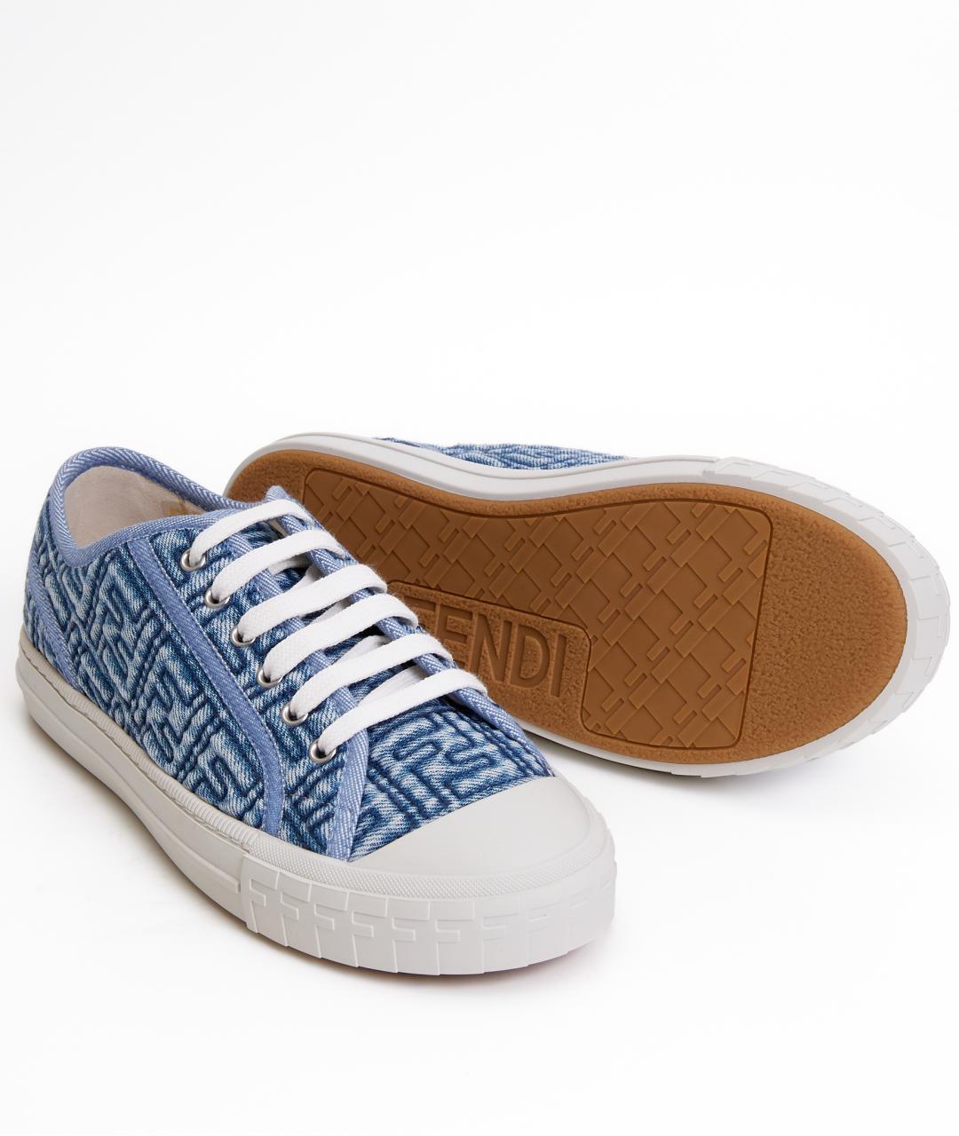 FENDI Голубые текстильные кеды, фото 7