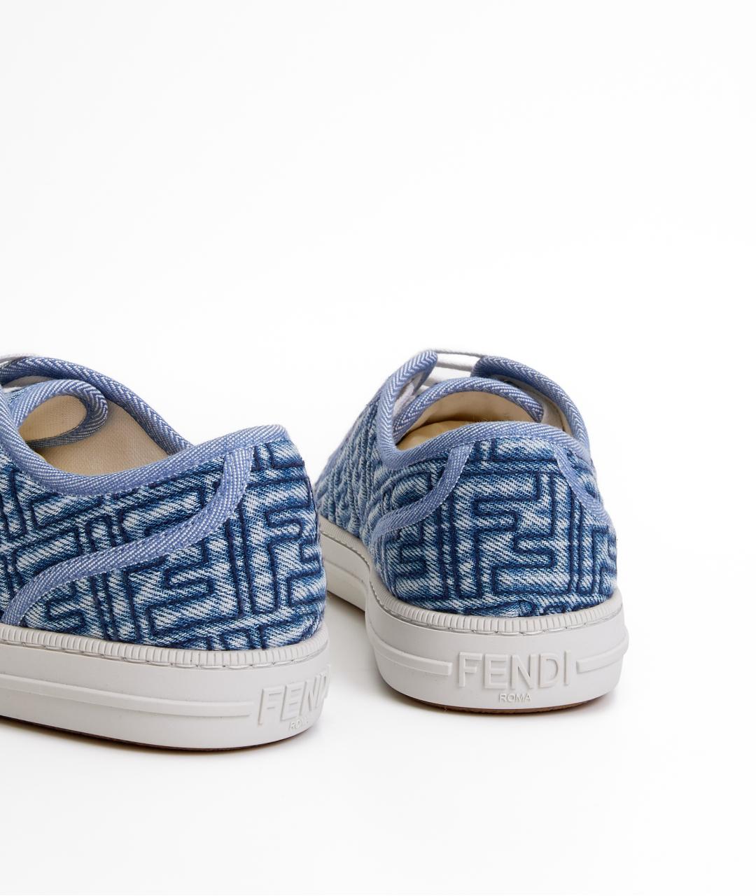 FENDI Голубые текстильные кеды, фото 4