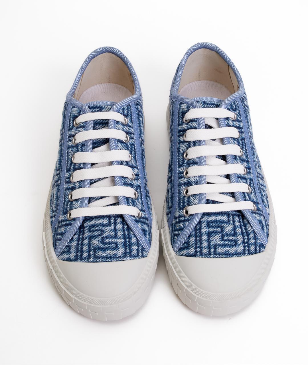FENDI Голубые текстильные кеды, фото 8