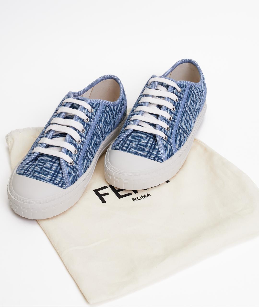 FENDI Голубые текстильные кеды, фото 9