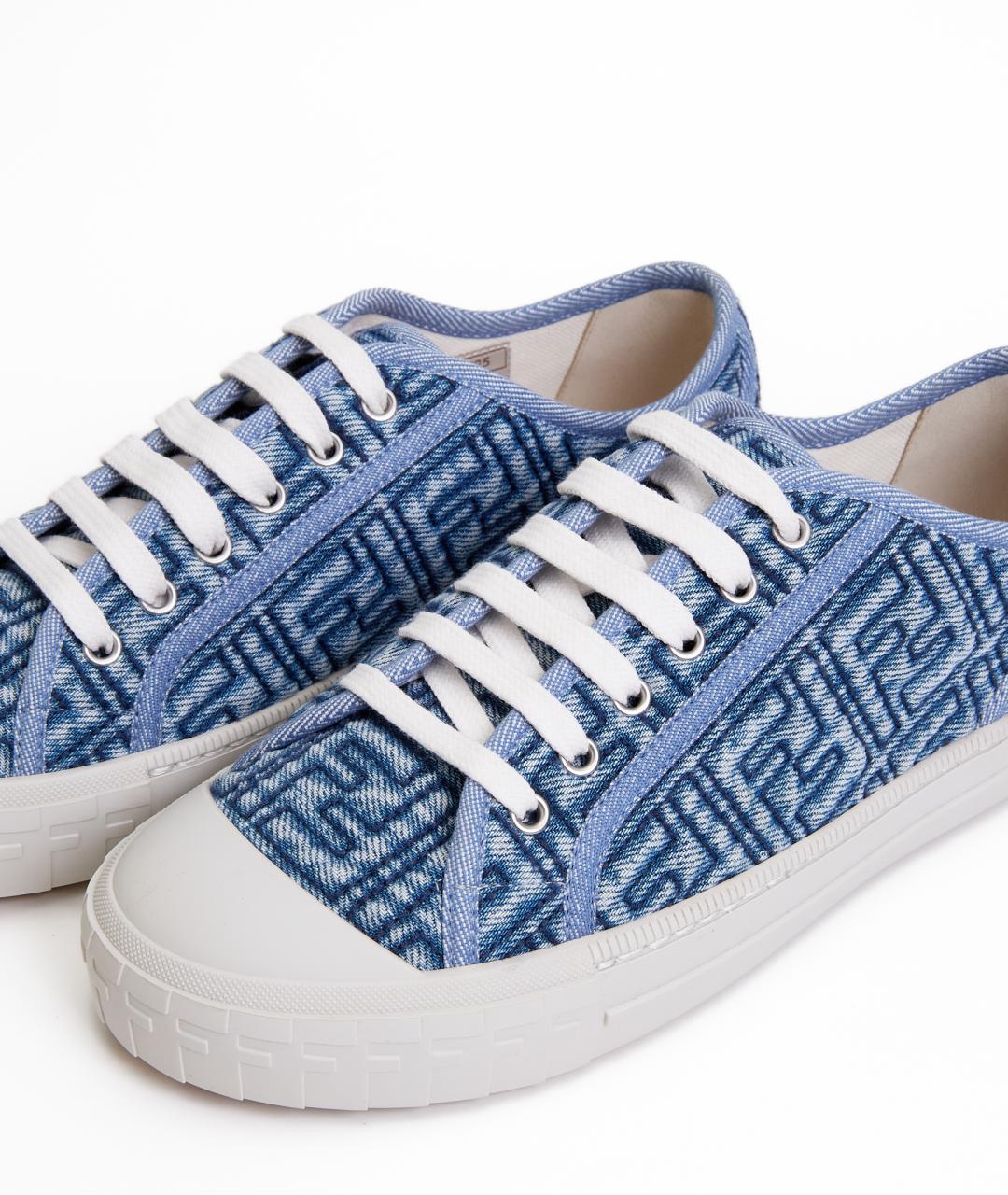 FENDI Голубые текстильные кеды, фото 5