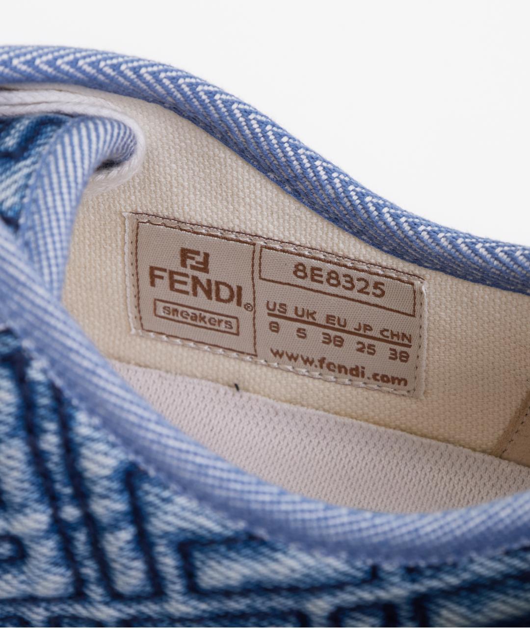 FENDI Голубые текстильные кеды, фото 6