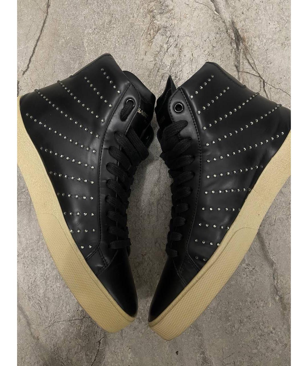 SAINT LAURENT Черные кожаные высокие кроссовки / кеды, фото 3