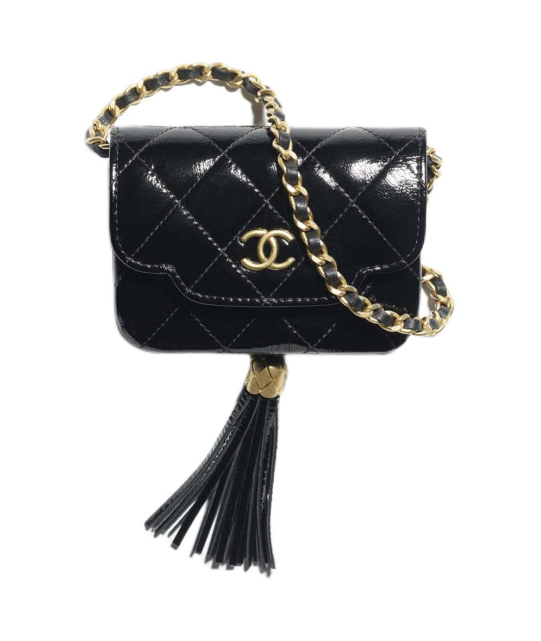 CHANEL Черная сумка через плечо из лакированной кожи, фото 1