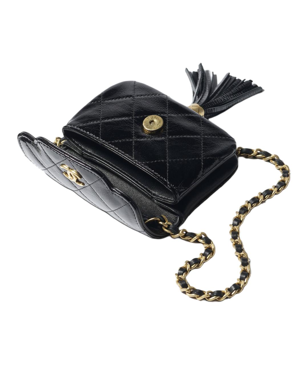 CHANEL Черная сумка через плечо из лакированной кожи, фото 3