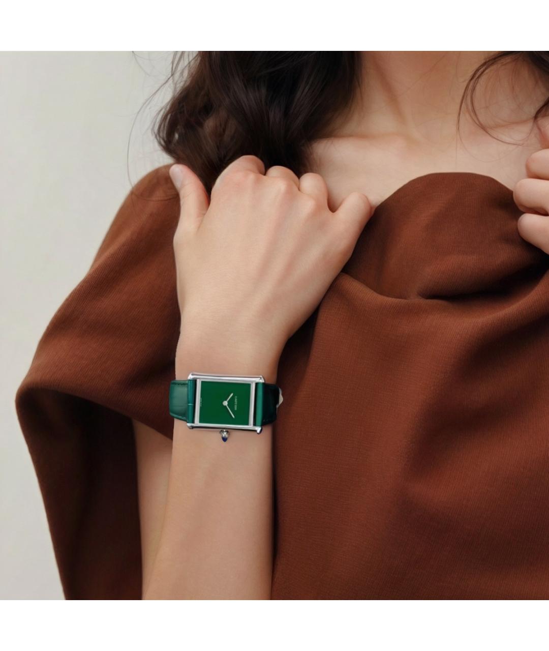 CARTIER Зеленые металлические часы, фото 4