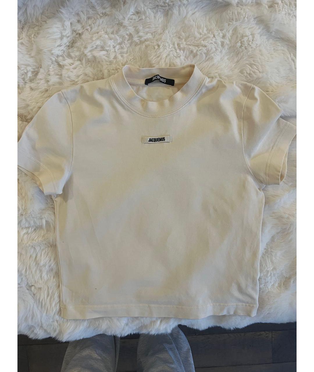 JACQUEMUS Бежевая хлопковая футболка, фото 7