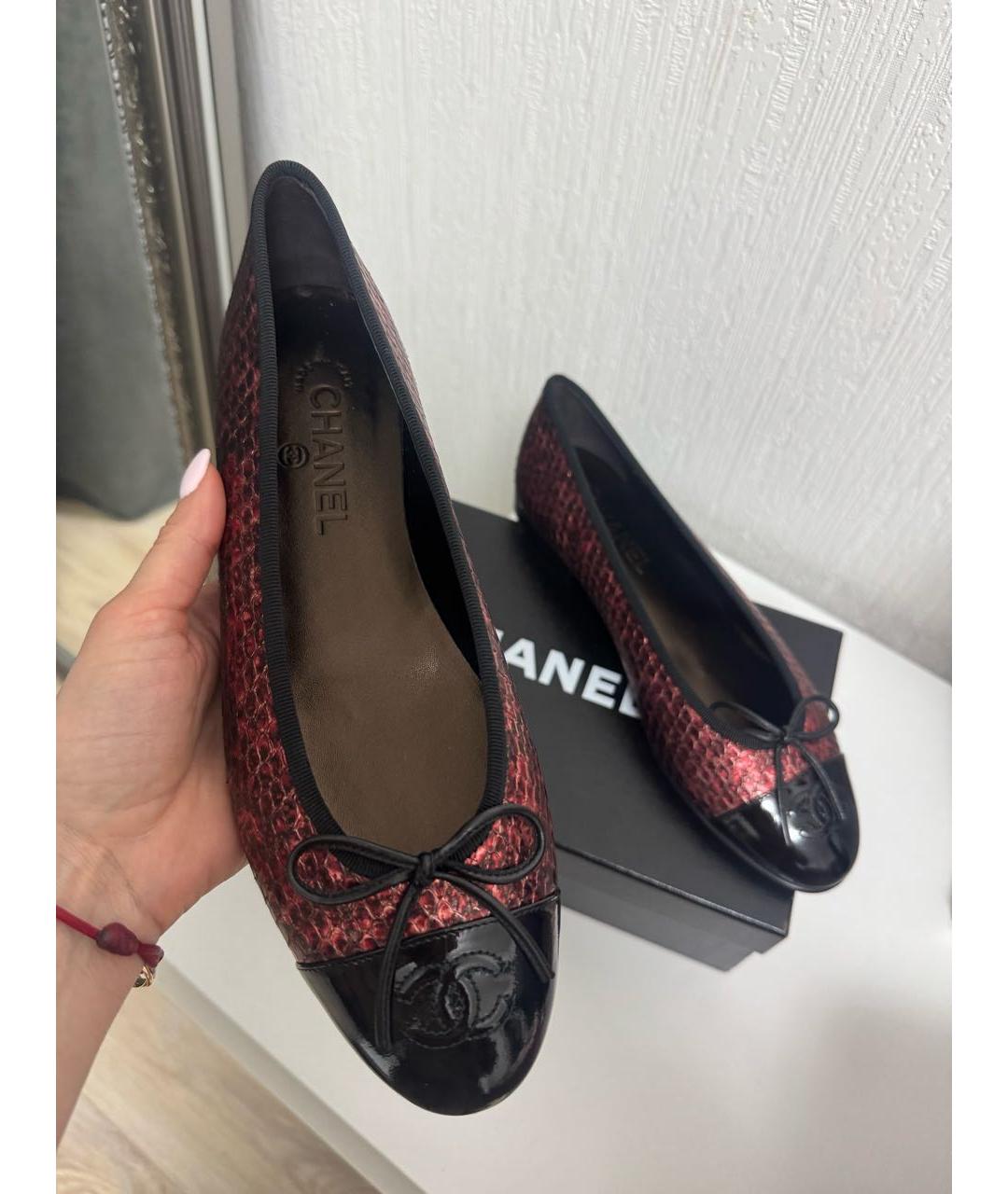 CHANEL Бордовые кожаные балетки, фото 7