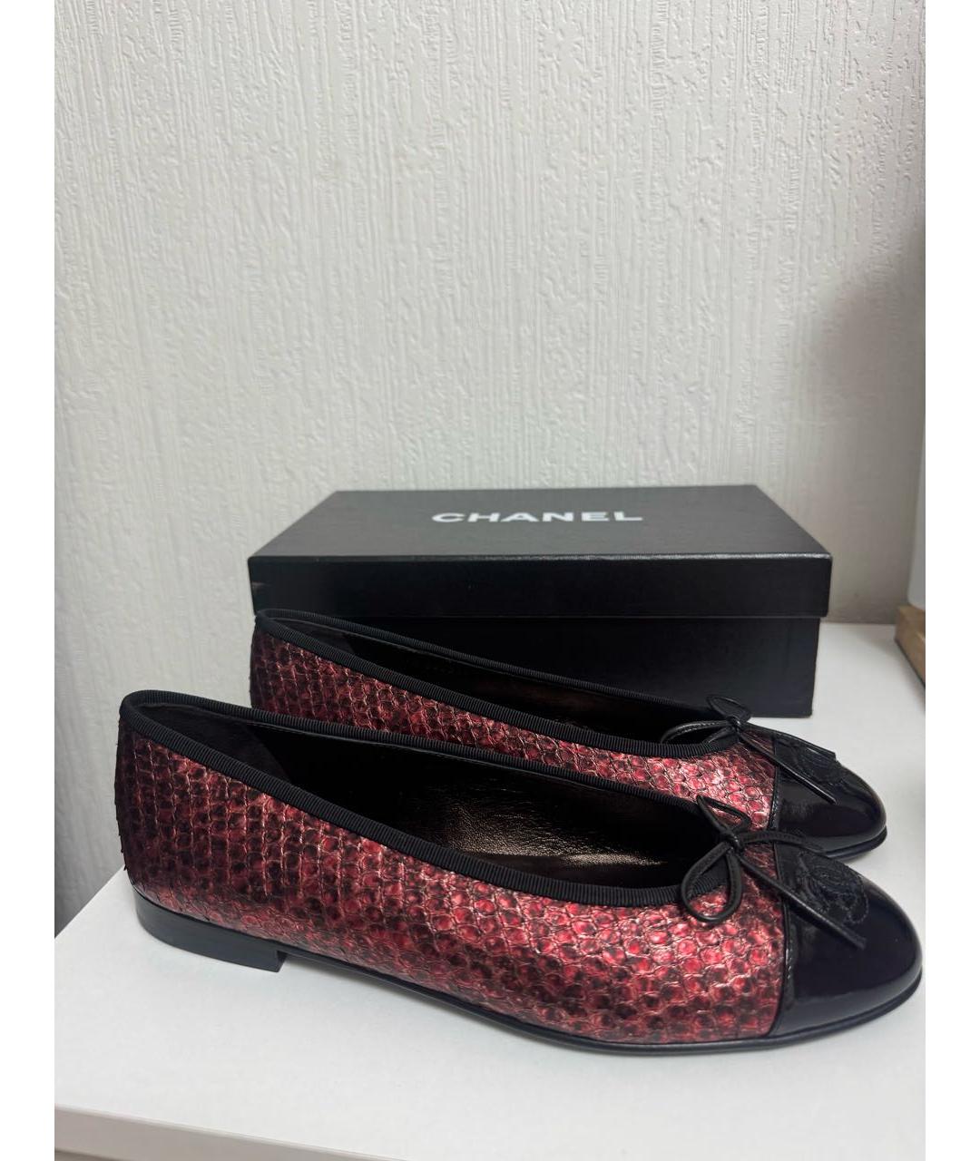 CHANEL Бордовые кожаные балетки, фото 8