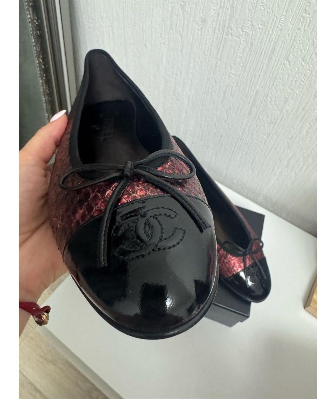 CHANEL Бордовые кожаные балетки, фото 5