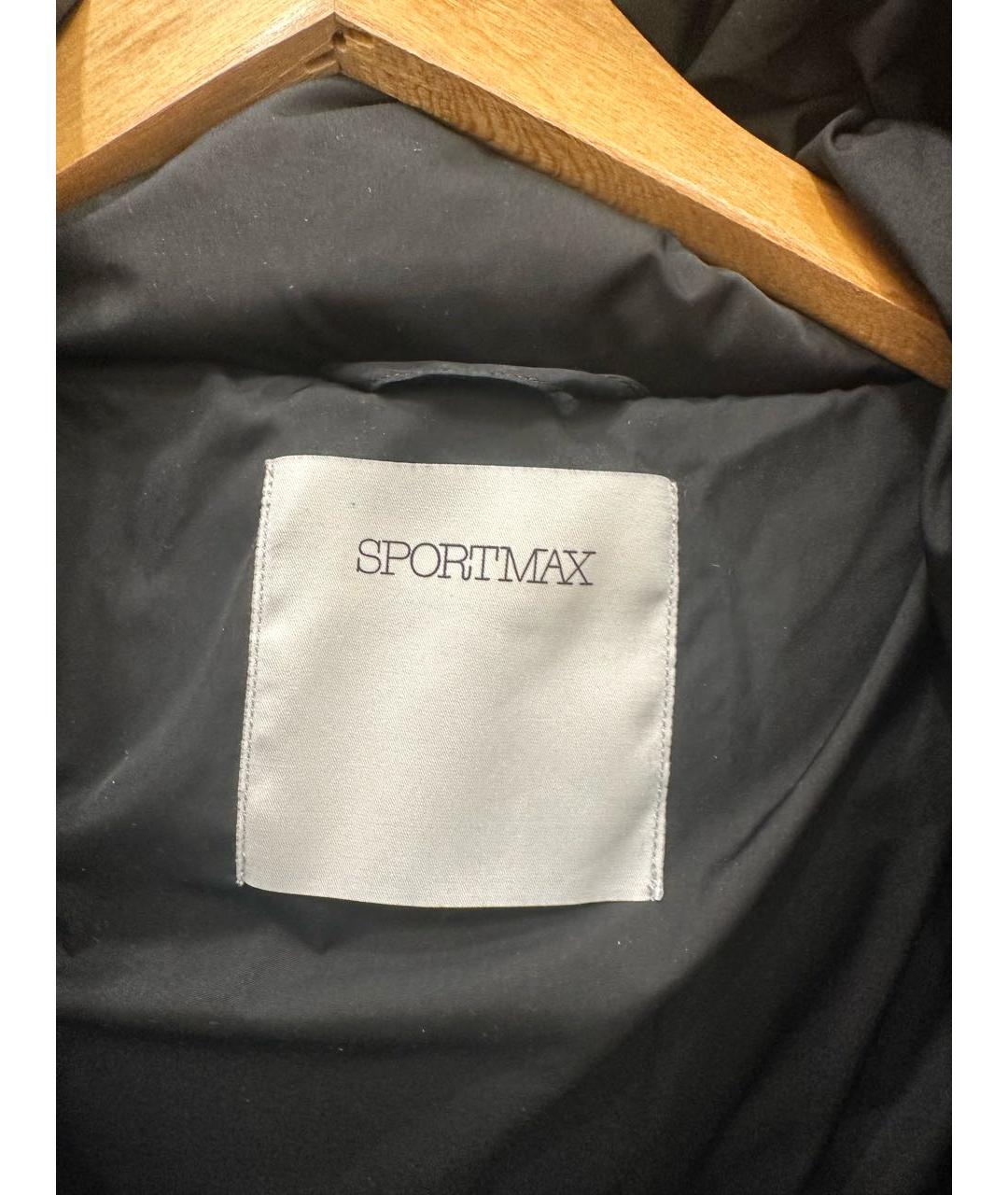 SPORTMAX Черный полиэстеровый пуховик, фото 3