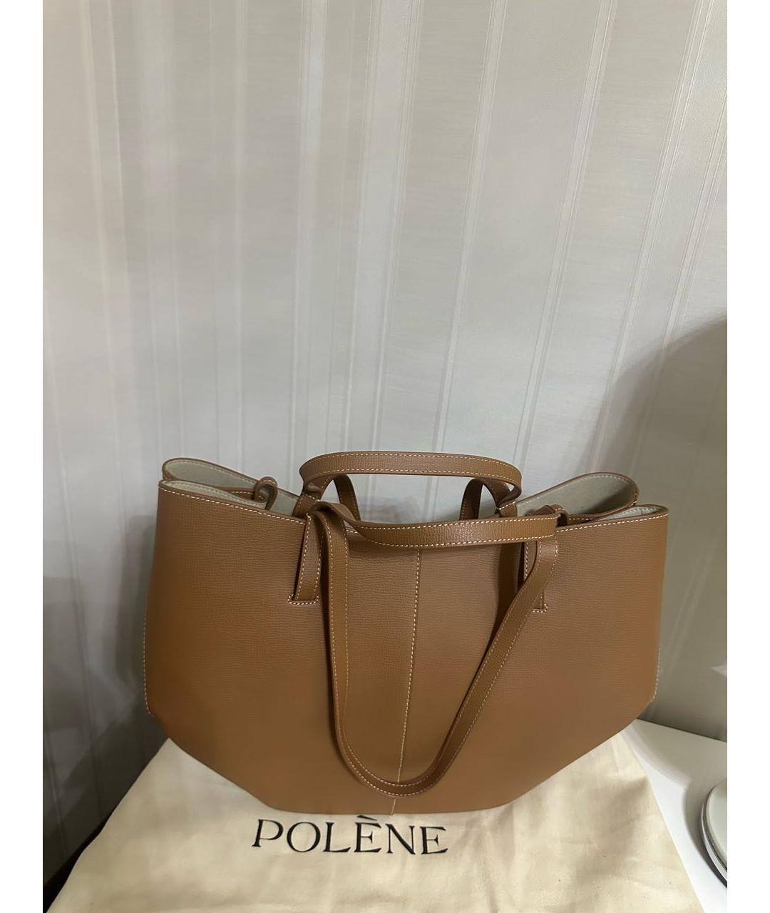 POLENE Коричневая кожаная сумка тоут, фото 5