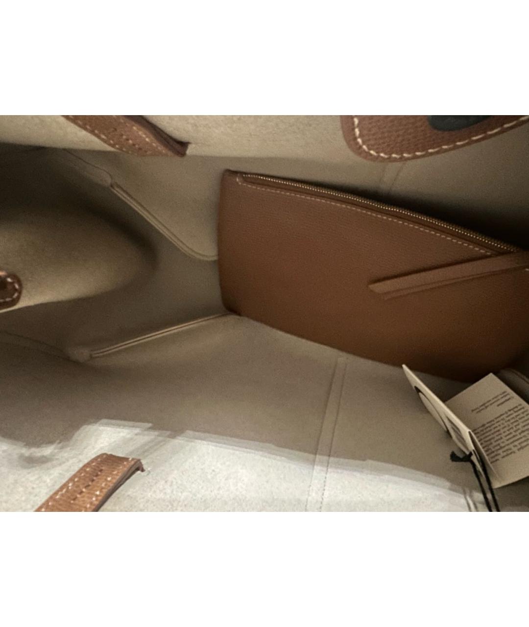 POLENE Коричневая кожаная сумка тоут, фото 4