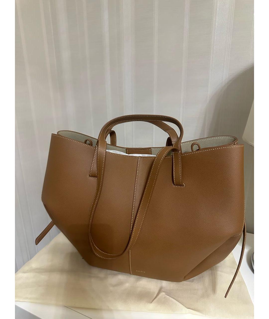 POLENE Коричневая кожаная сумка тоут, фото 3