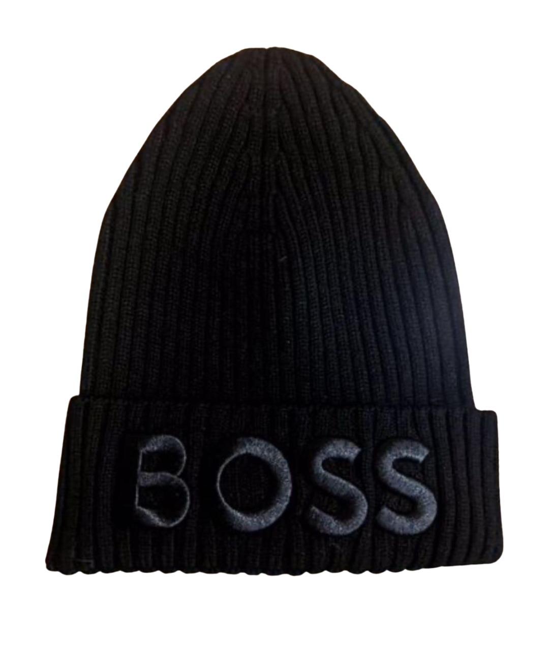 HUGO BOSS Черная хлопковая шапка, фото 1