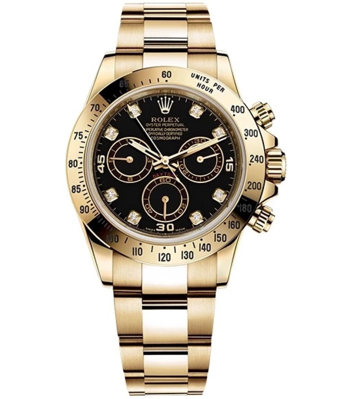 ROLEX Черные часы из желтого золота, фото 1