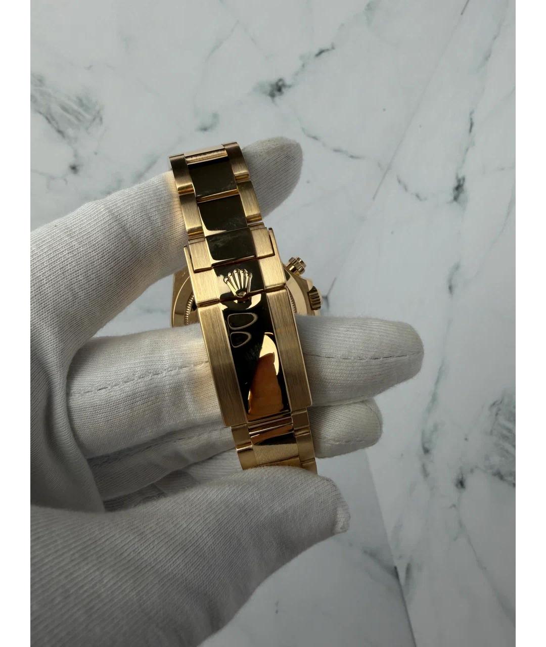 ROLEX Черные часы из желтого золота, фото 7