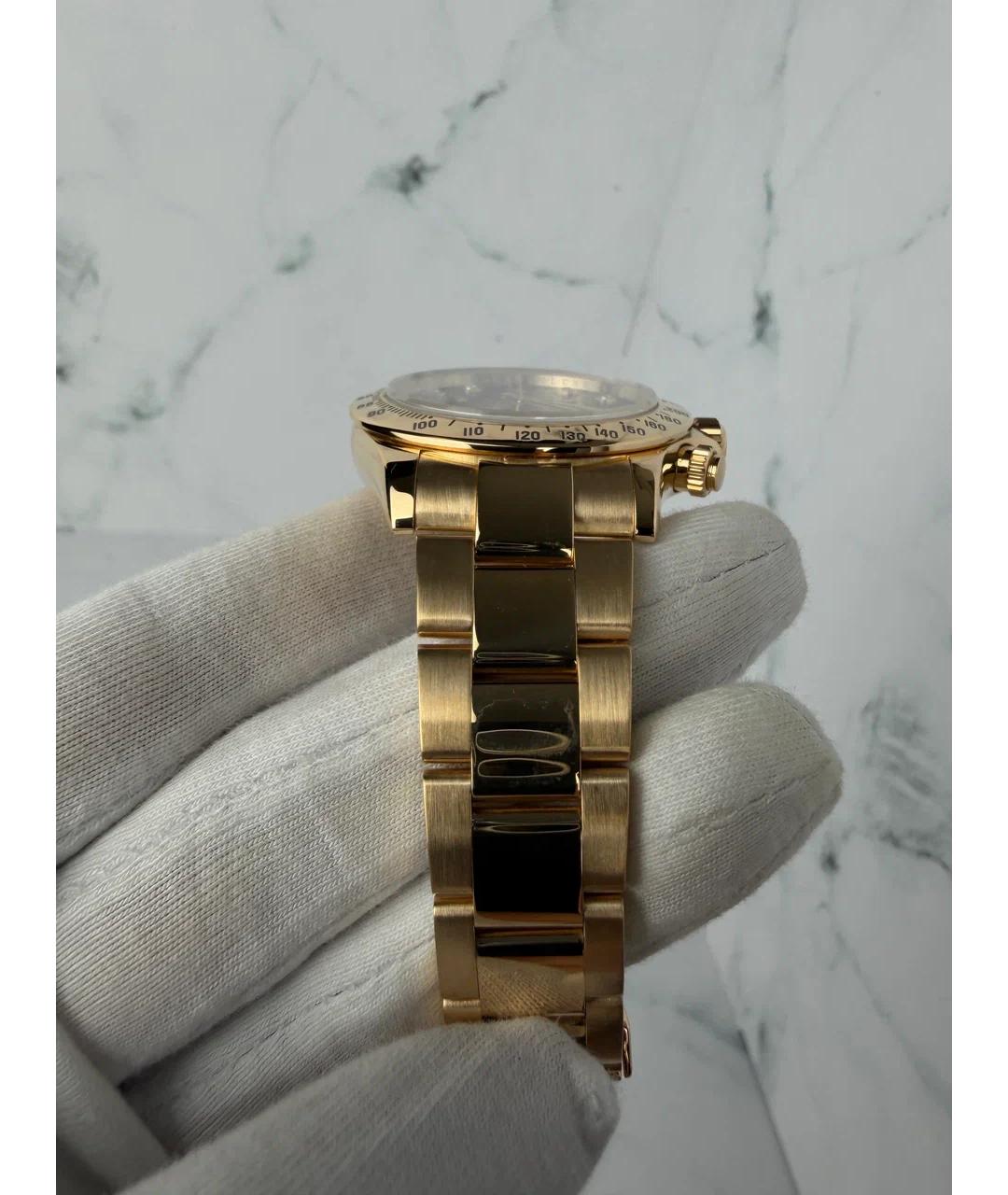 ROLEX Черные часы из желтого золота, фото 6