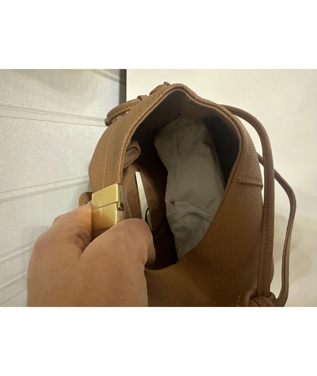 POLENE Коричневая кожаная сумка через плечо, фото 4