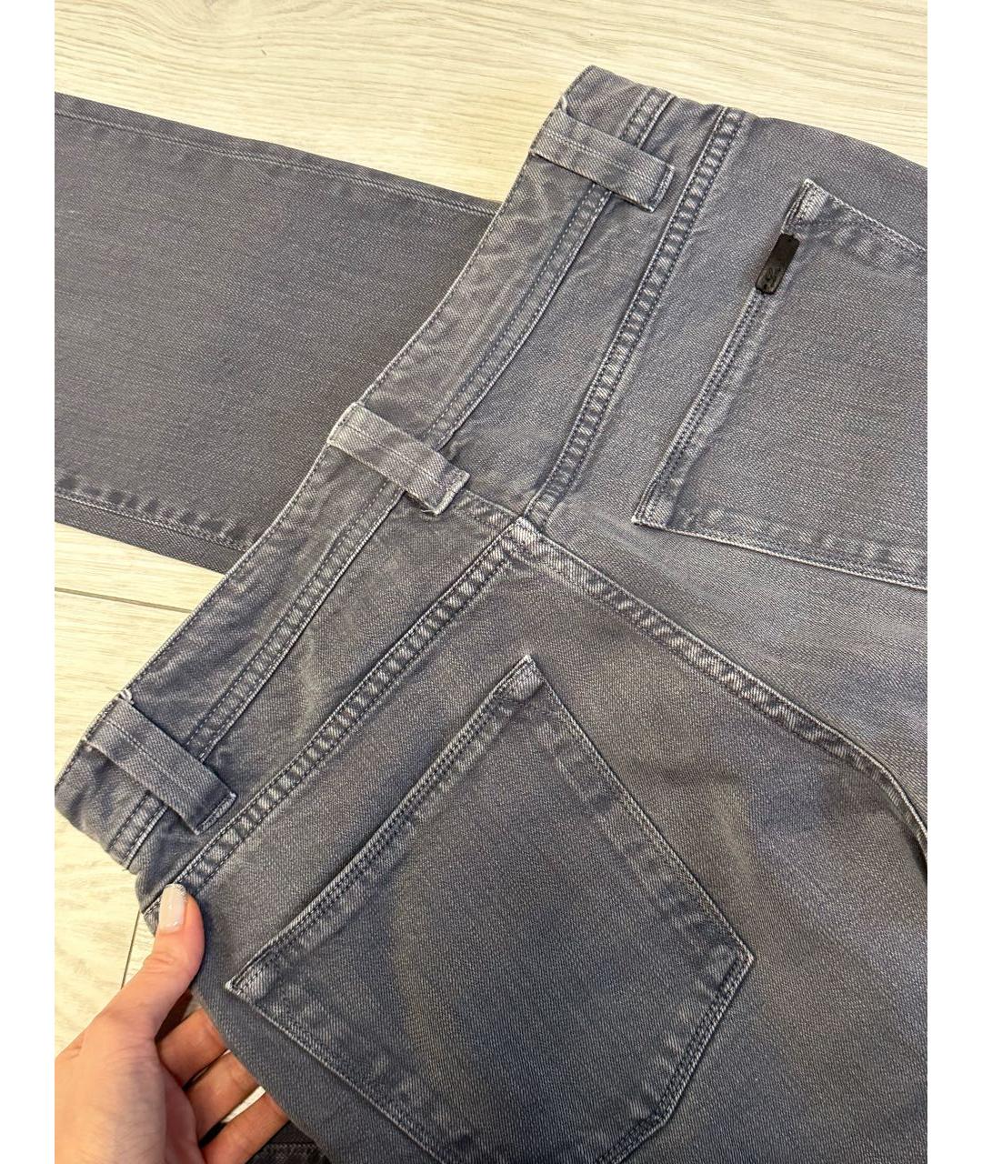 LORO PIANA Антрацитовые хлопковые прямые джинсы, фото 4