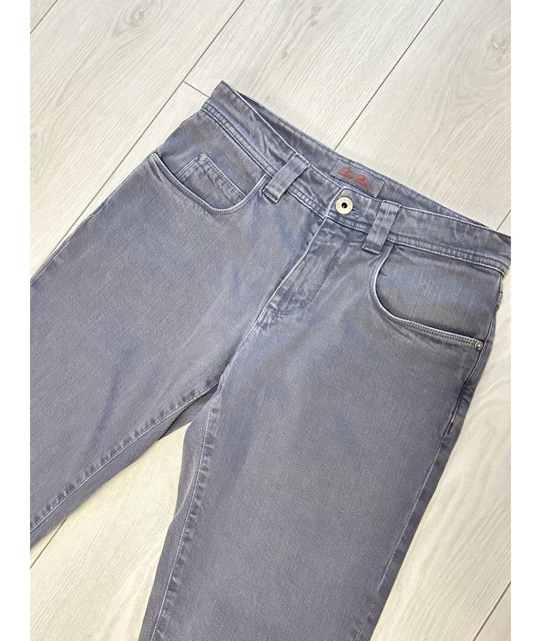 LORO PIANA Антрацитовые хлопковые прямые джинсы, фото 2