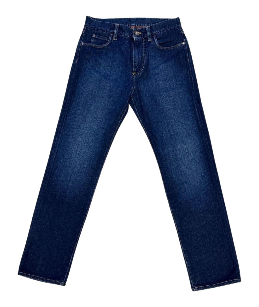 LORO PIANA Темно-синие хлопковые прямые джинсы, фото 1