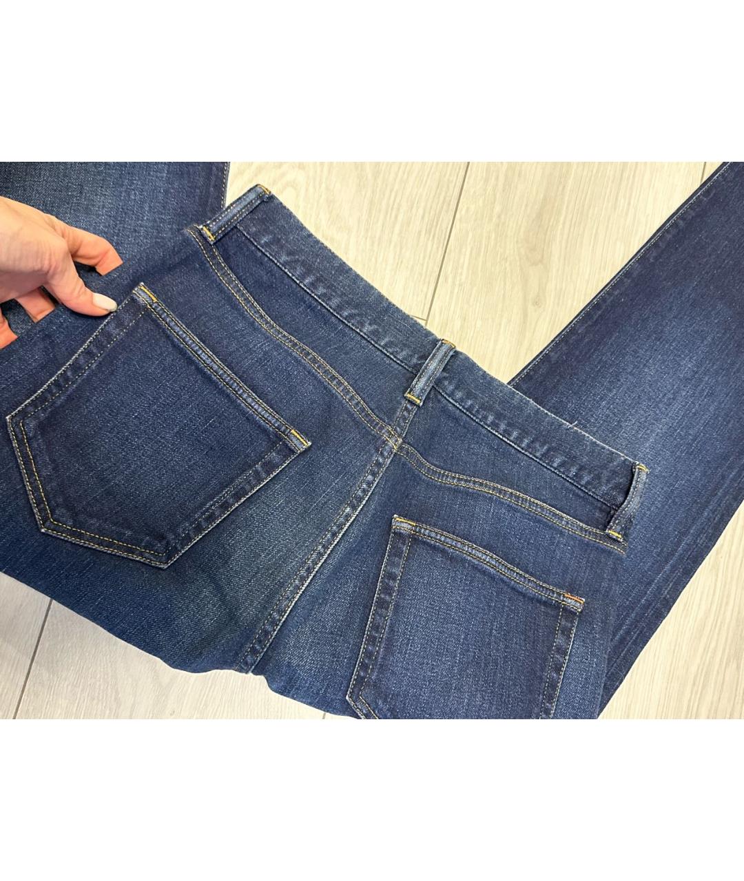 LORO PIANA Темно-синие хлопковые прямые джинсы, фото 4