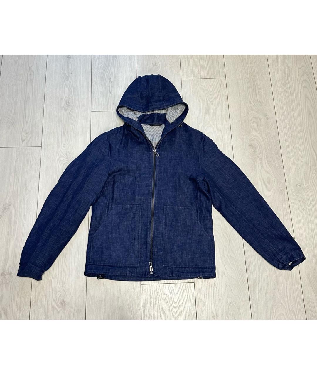 LORO PIANA Темно-синяя льняная куртка, фото 5