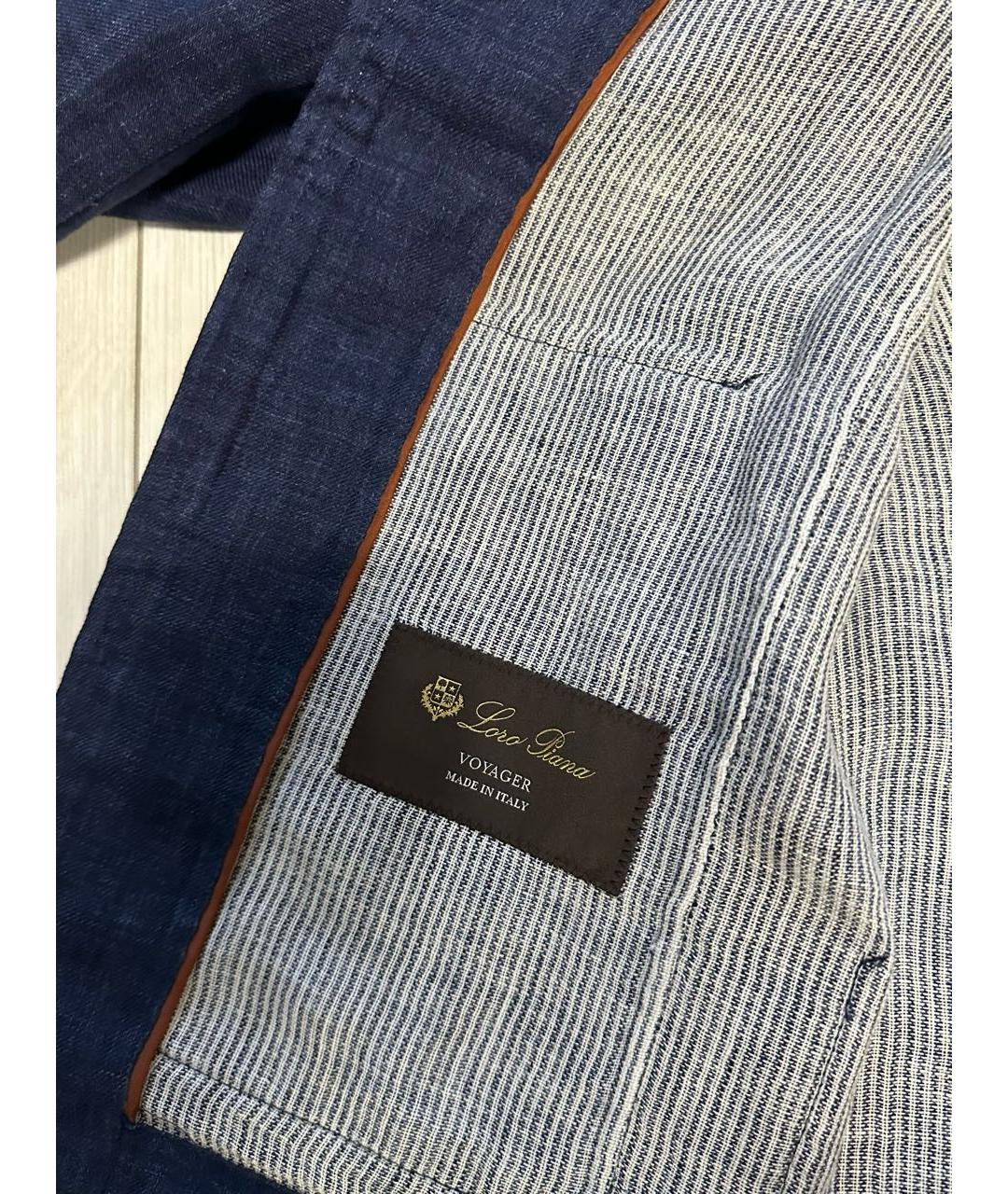 LORO PIANA Темно-синяя льняная куртка, фото 3