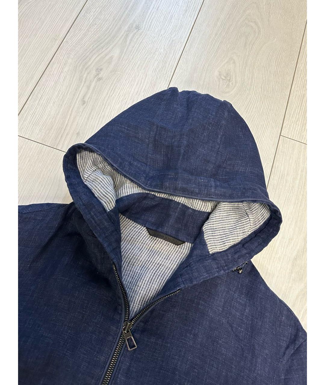 LORO PIANA Темно-синяя льняная куртка, фото 6