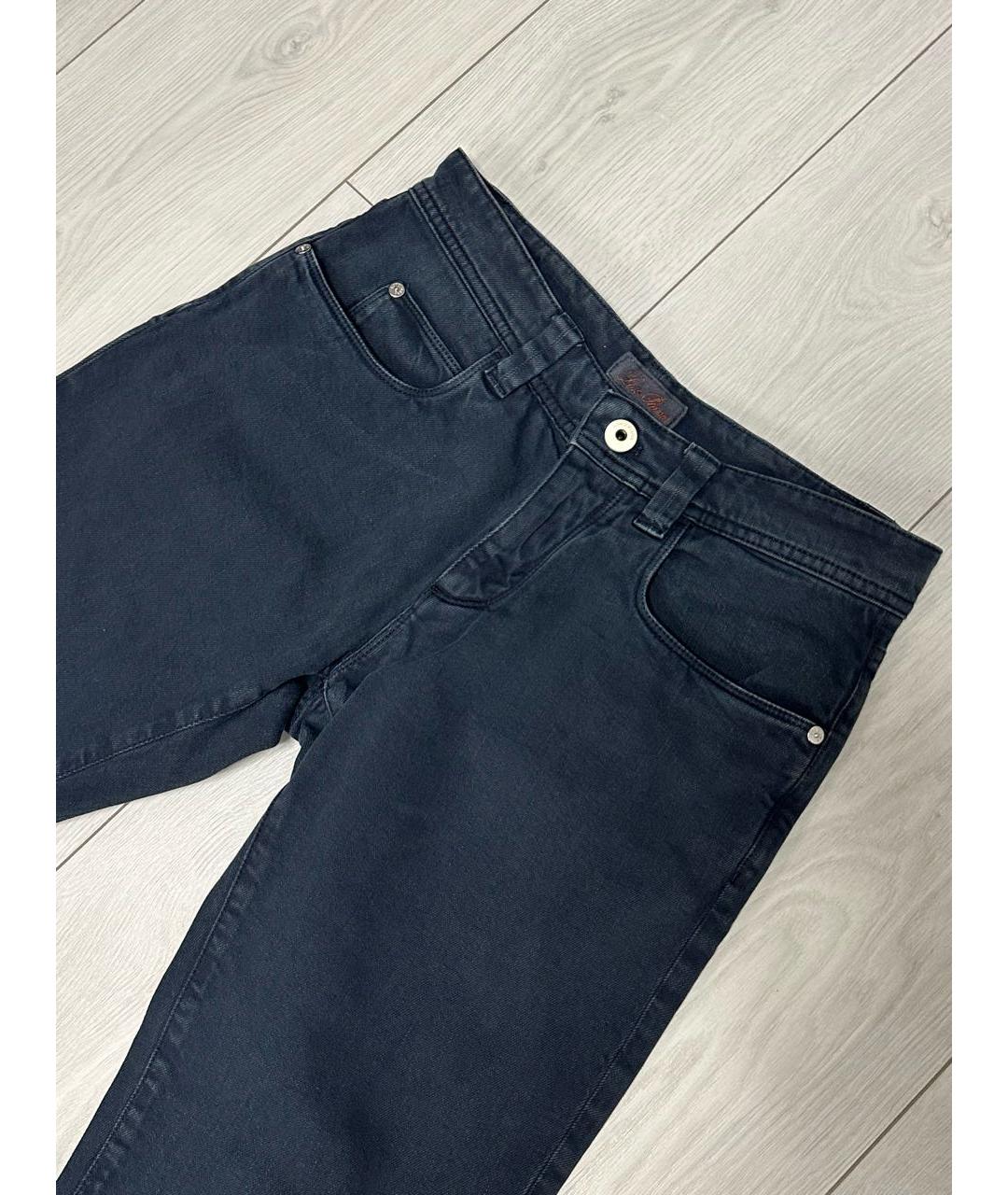 LORO PIANA Антрацитовые хлопковые прямые джинсы, фото 2