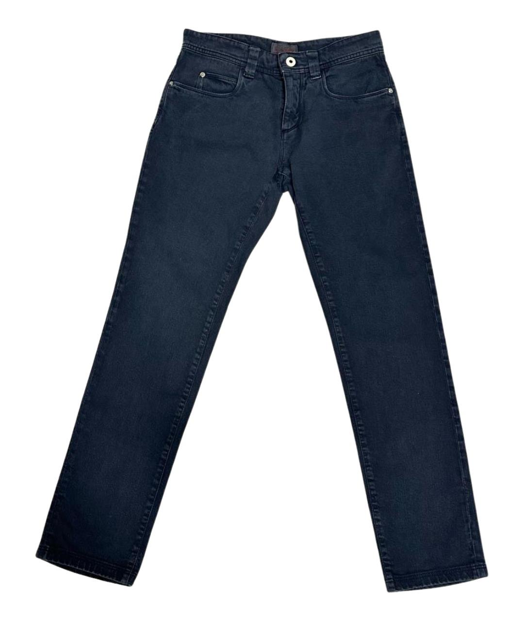 LORO PIANA Антрацитовые хлопковые прямые джинсы, фото 1