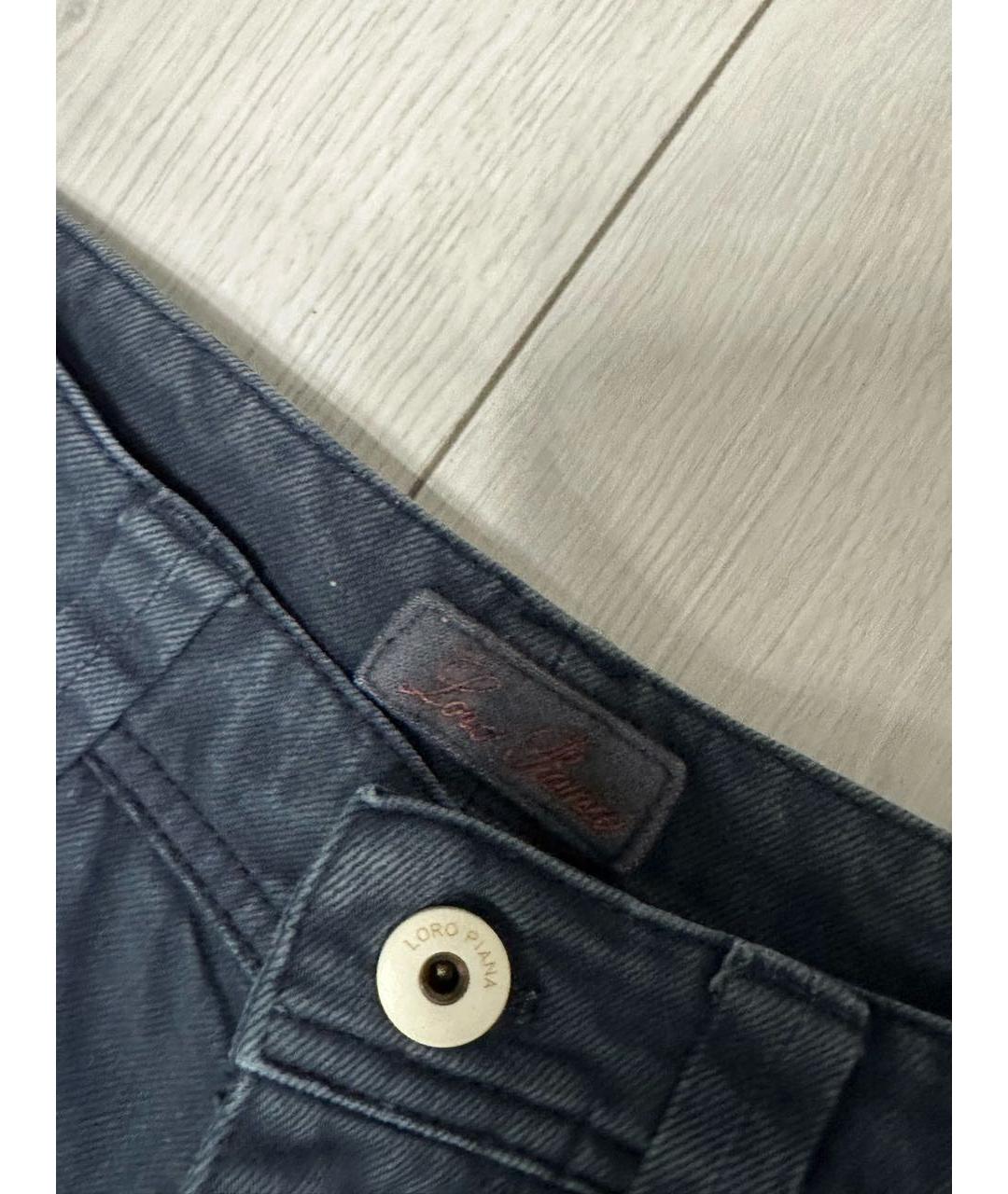 LORO PIANA Антрацитовые хлопковые прямые джинсы, фото 3