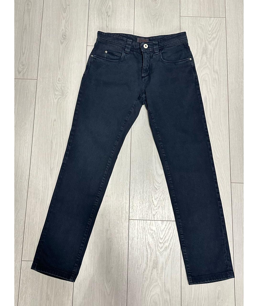 LORO PIANA Антрацитовые хлопковые прямые джинсы, фото 8