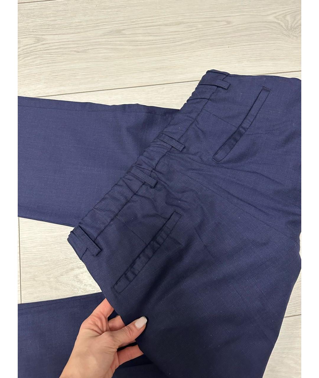 LORO PIANA Темно-синие шерстяные повседневные брюки, фото 3