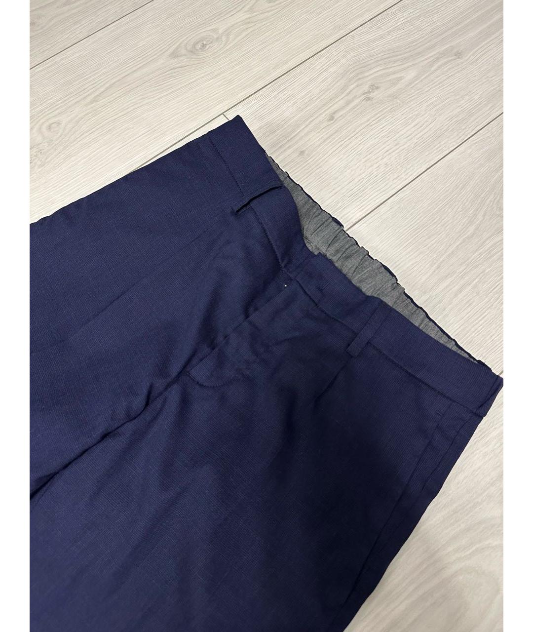 LORO PIANA Темно-синие шерстяные повседневные брюки, фото 2