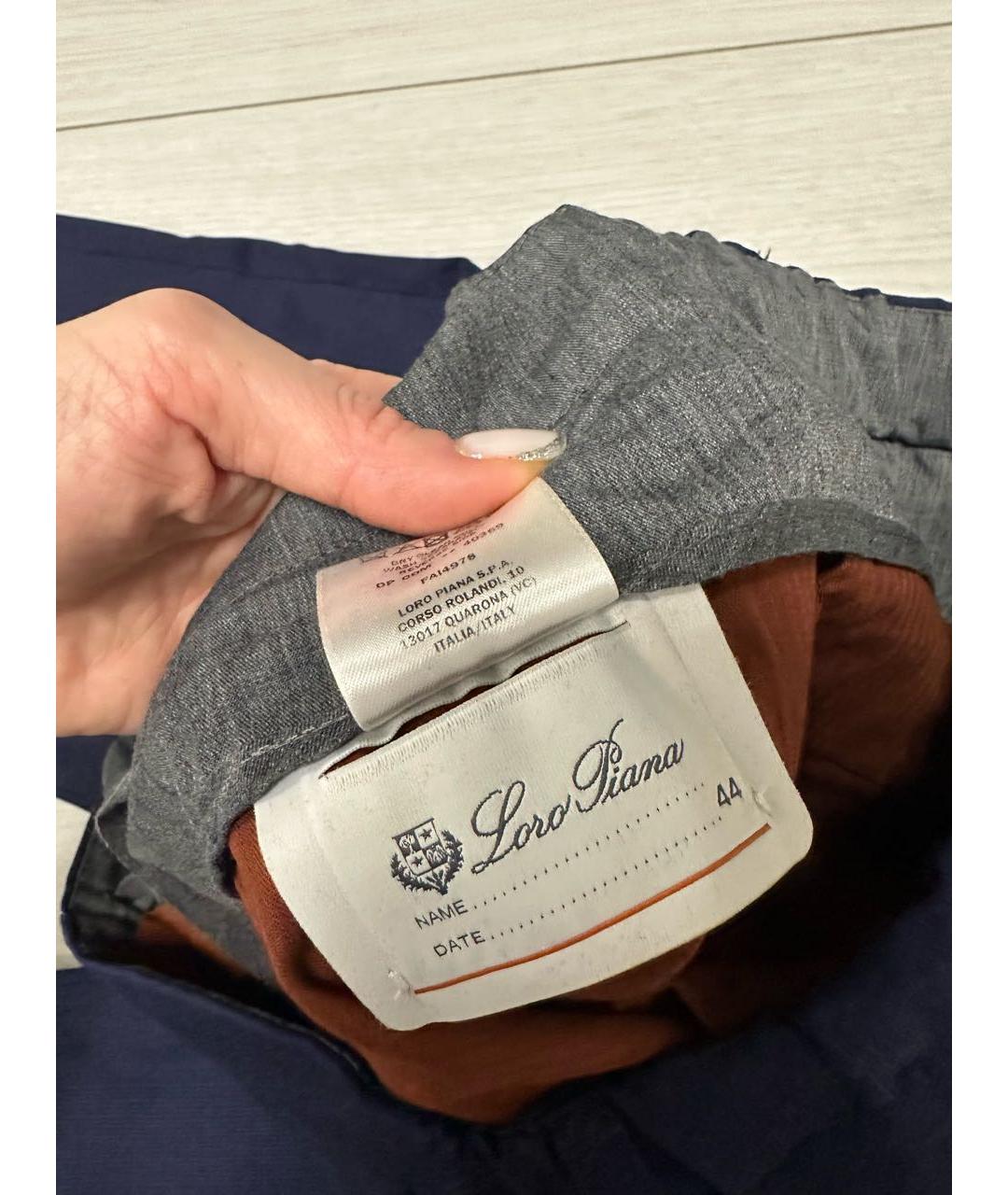 LORO PIANA Темно-синие шерстяные повседневные брюки, фото 6