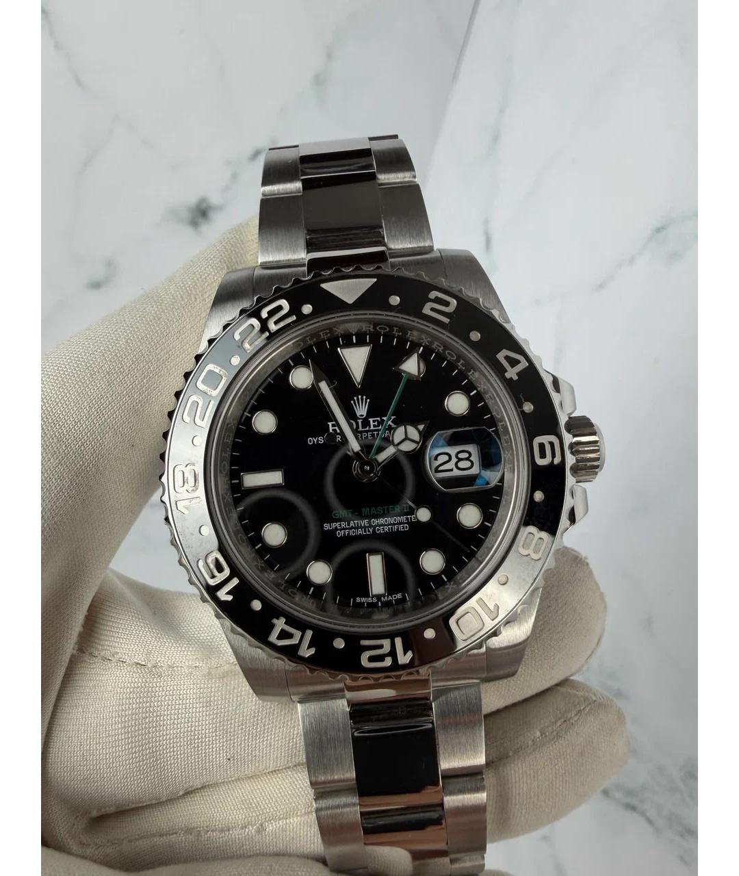 ROLEX Черные металлические часы, фото 2