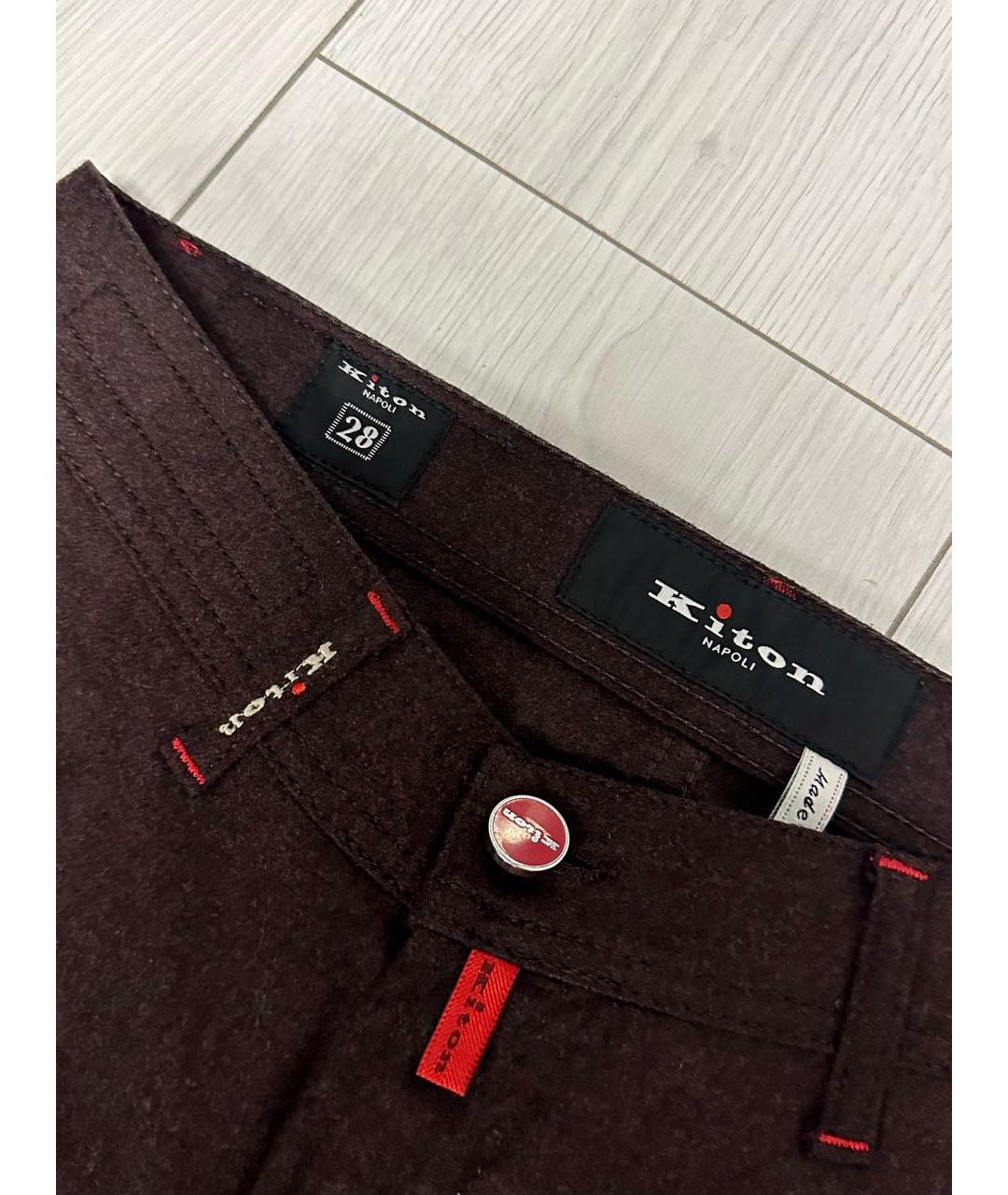 KITON Коричневые повседневные брюки, фото 3