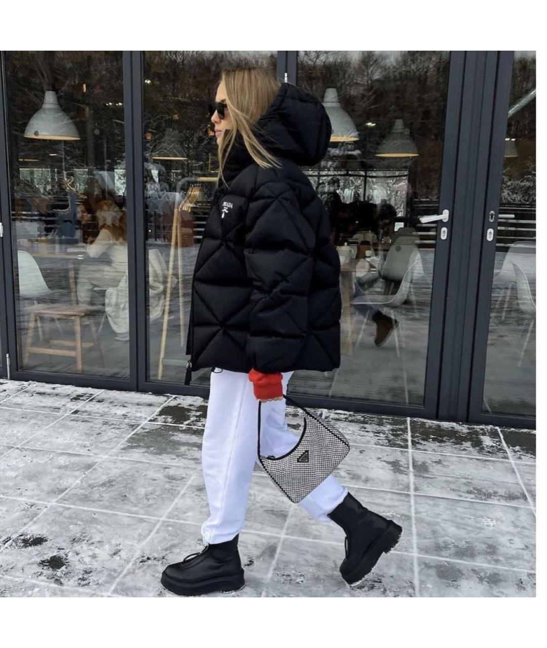 PRADA Черный полиэстеровый пуховик, фото 5