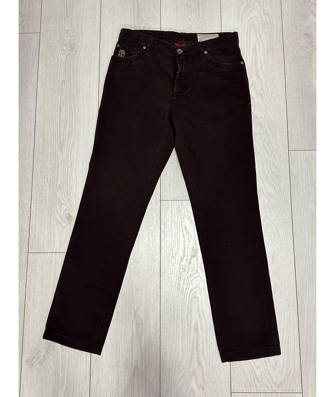 BRUNELLO CUCINELLI Коричневые хлопковые повседневные брюки, фото 8