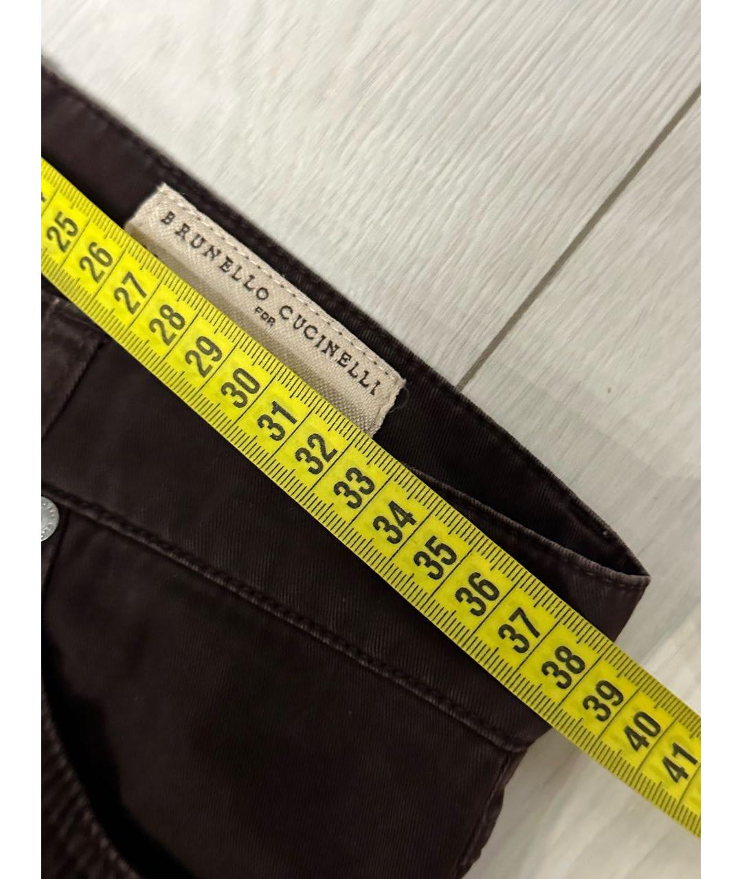 BRUNELLO CUCINELLI Коричневые хлопковые повседневные брюки, фото 6