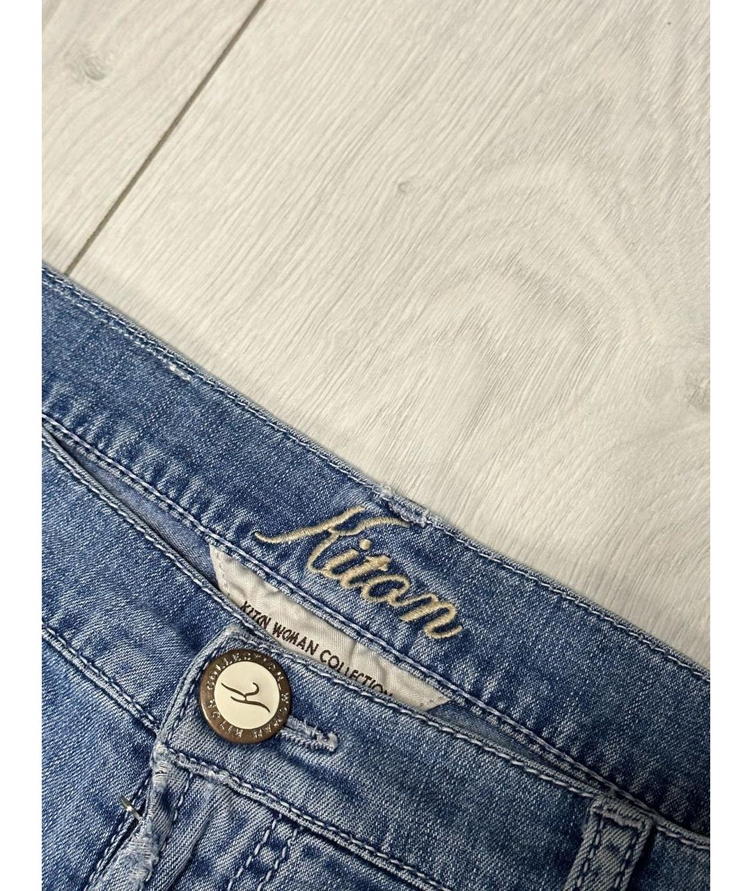 KITON Голубые хлопковые прямые джинсы, фото 3