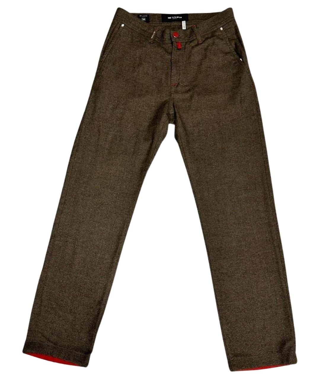 KITON Коричневые хлопковые повседневные брюки, фото 1
