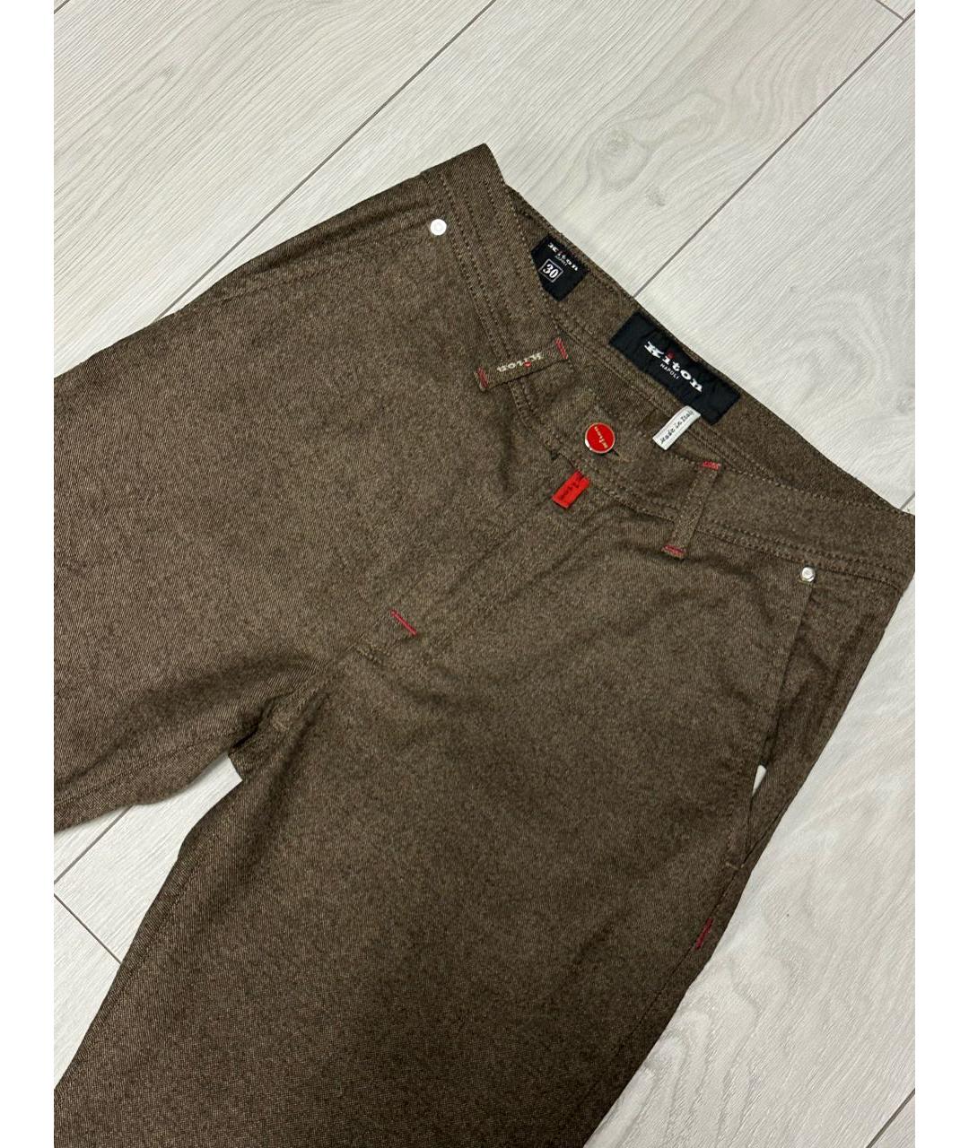 KITON Коричневые хлопковые повседневные брюки, фото 2