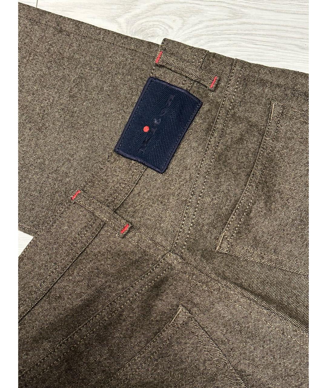KITON Коричневые хлопковые повседневные брюки, фото 4