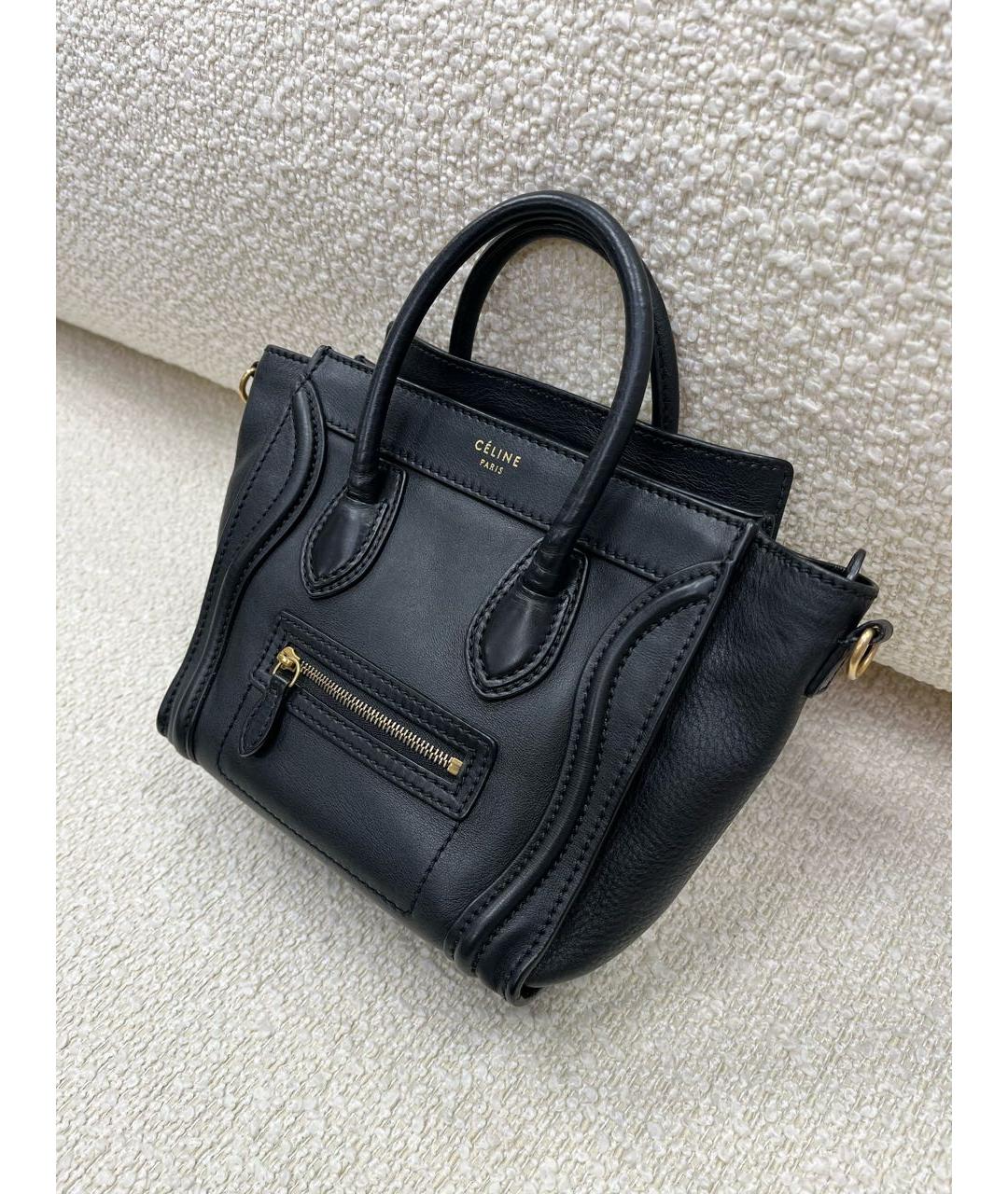 CELINE Черная кожаная сумка с короткими ручками, фото 5