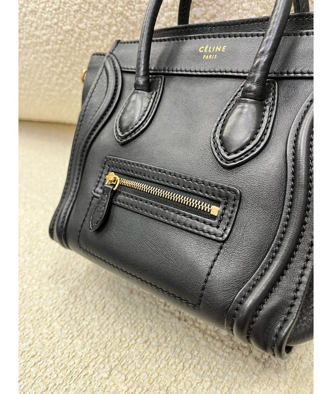 CELINE Черная кожаная сумка с короткими ручками, фото 8