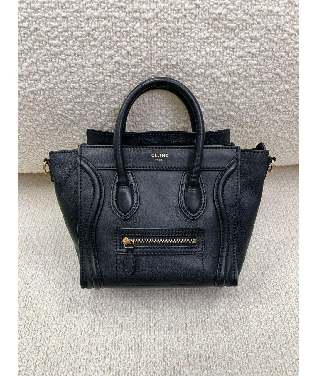 CELINE Черная кожаная сумка с короткими ручками, фото 9